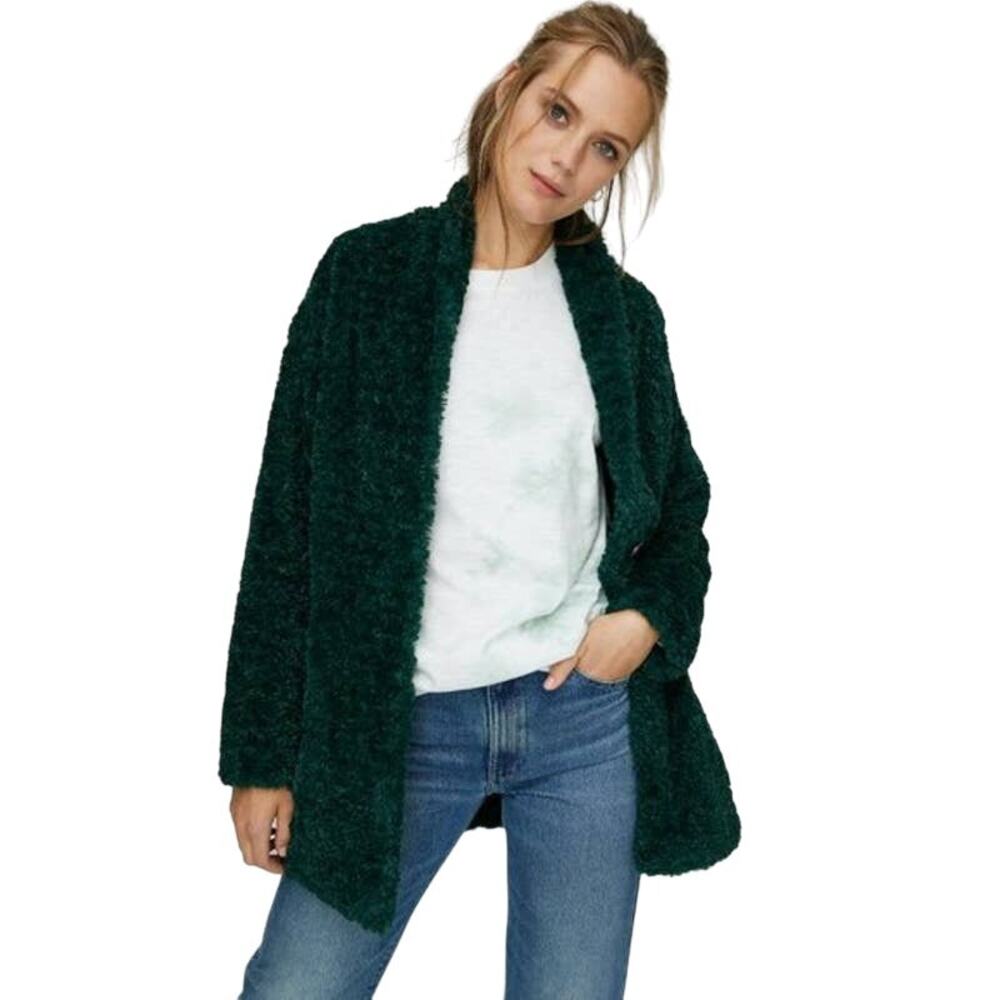 Wilfred Free Cocoon Jacket Cozy Chic Shawl Collar Plush Women Green Medium